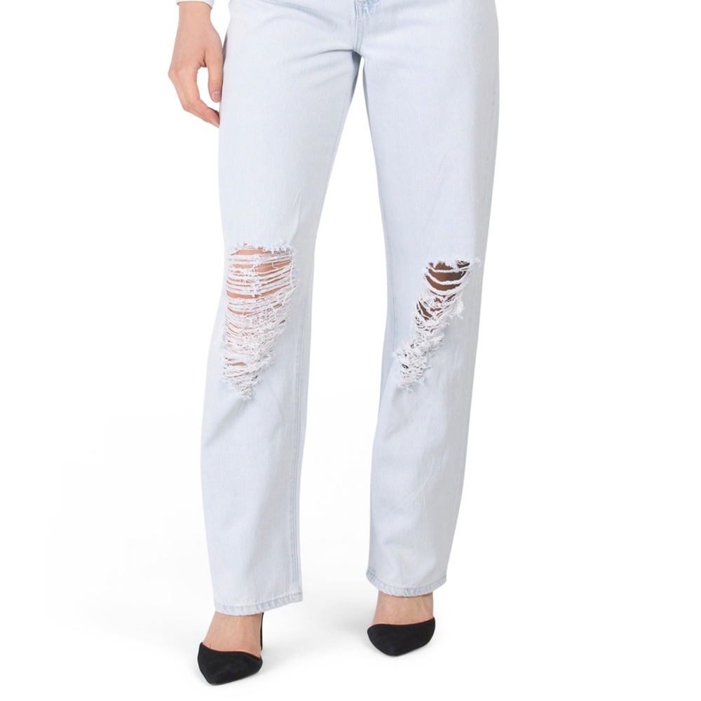 We wore what mid rise straight leg jean light wash